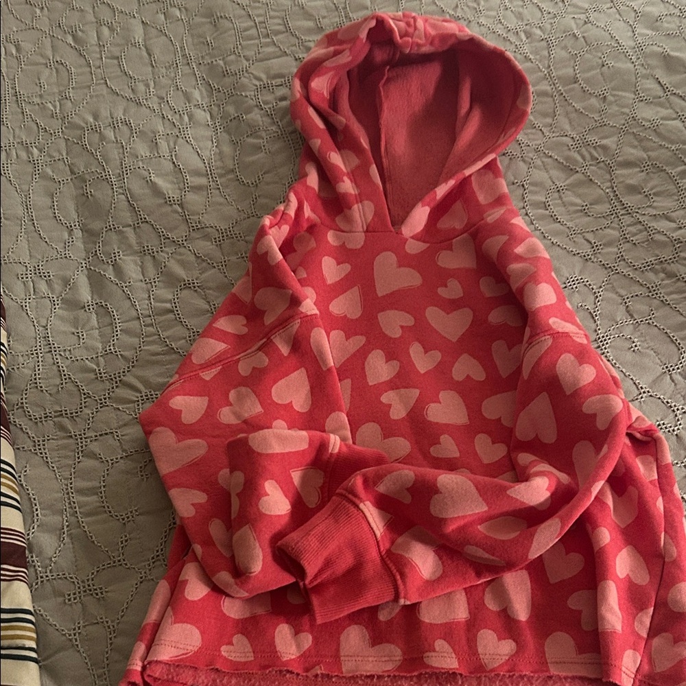 Old Navy Coral Heart Print Hoodie